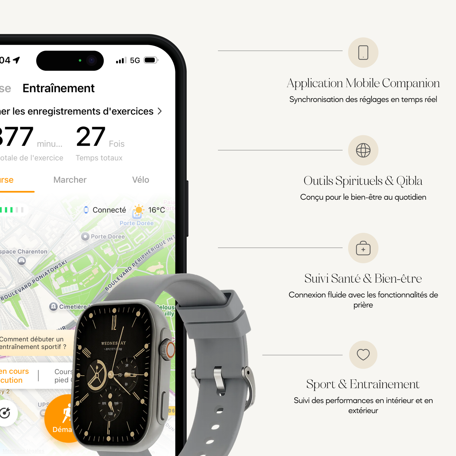 Najm montre musulmane avec horaire de prière