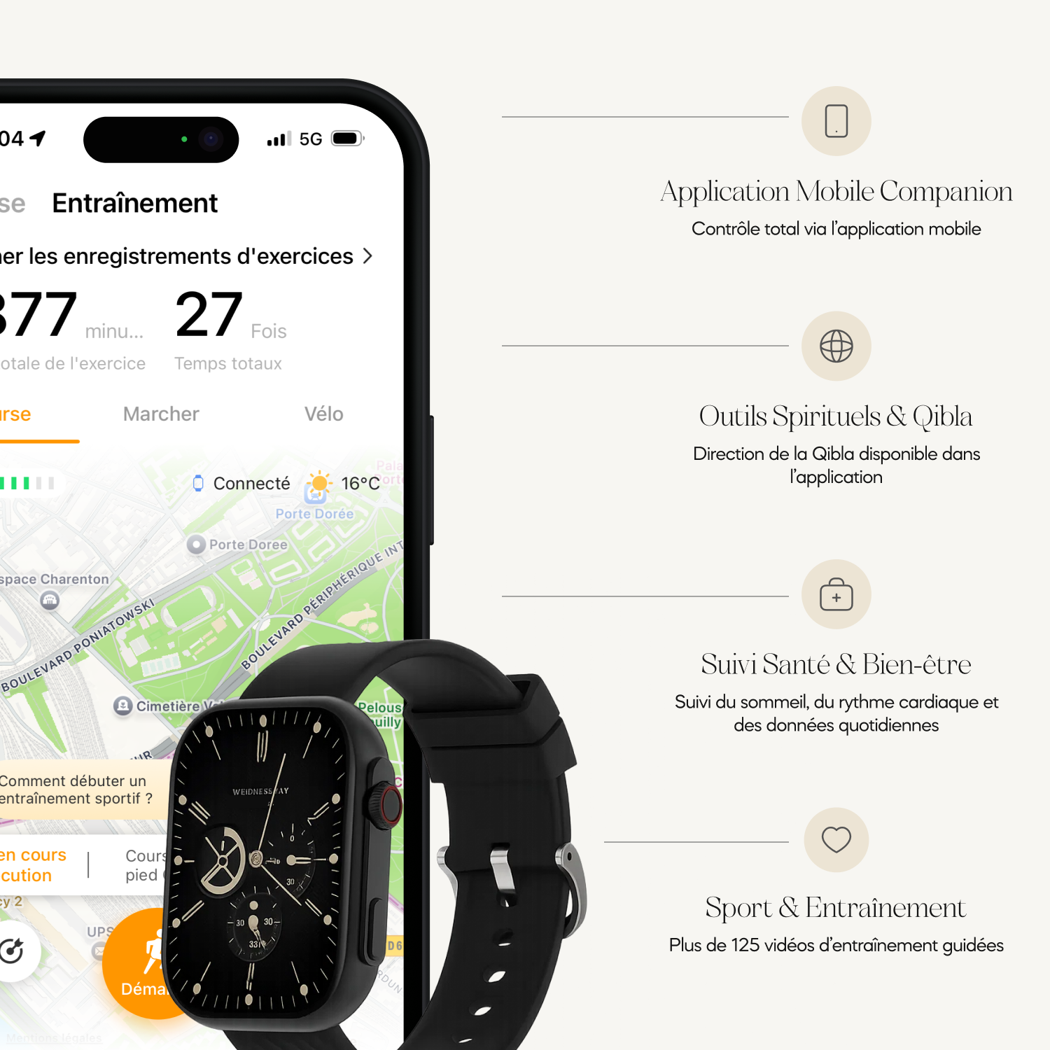 NAJM montre musulmane avec horaire de prière