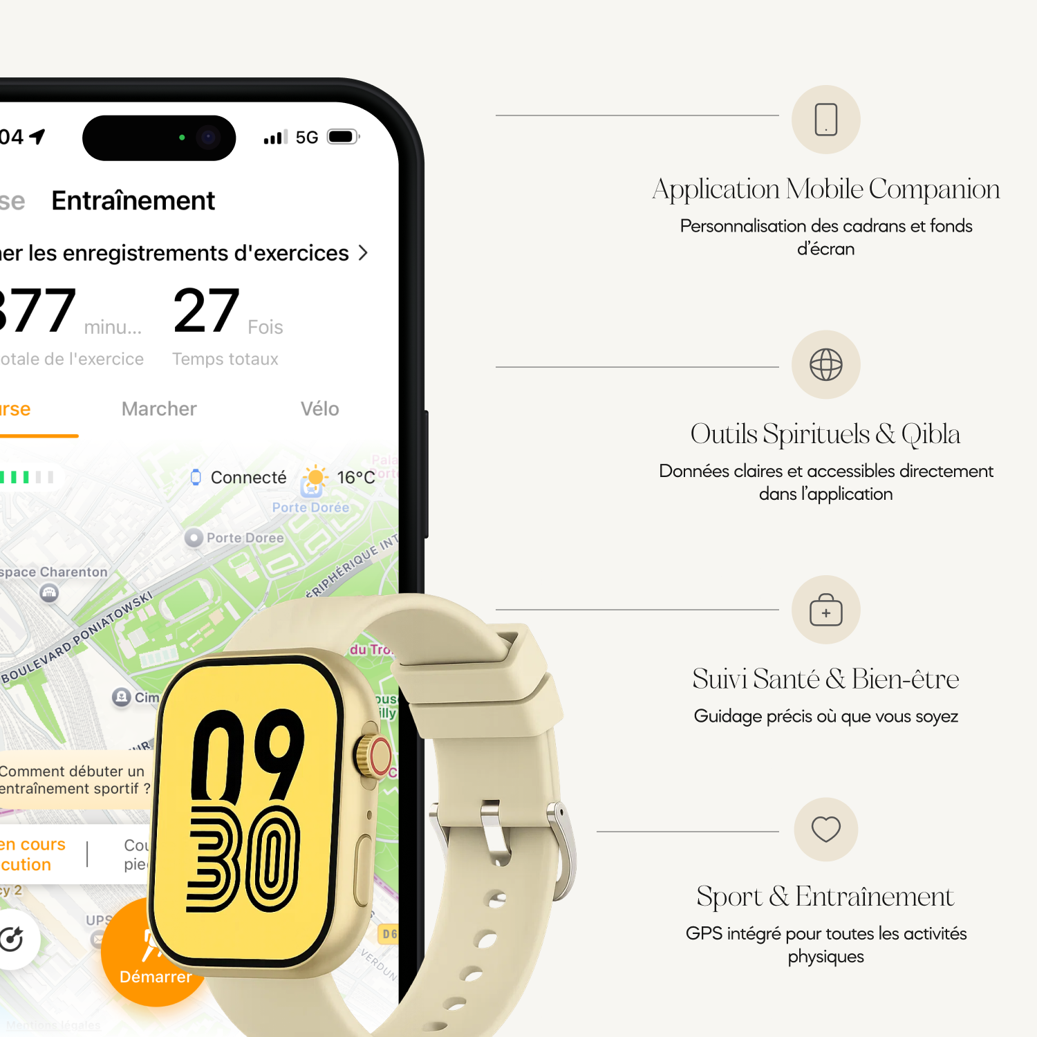 NAJM montre musulmane avec horaire de prière