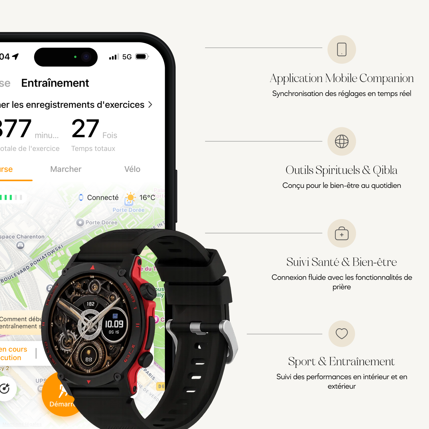 SEIF montre musulmane avec horaire de prière